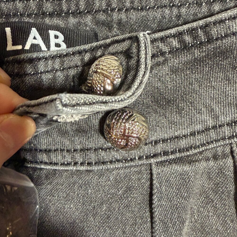 Grey Lab Waist Barrel Leg Denim High Waisted Straight Pants MEDIUM in Gray - Picture 3 of 12